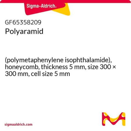 Sigma-Aldrich Polyaramid，（聚间苯二甲酰胺），蜂窝状，厚度5 mm，尺寸300 × 300 mm，单元尺寸5 mm