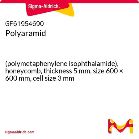 Sigma-Aldrich Polyaramid，（聚间苯二甲酰胺），蜂窝状，厚度5 mm，尺寸600 × 600 mm，单元尺寸3 mm