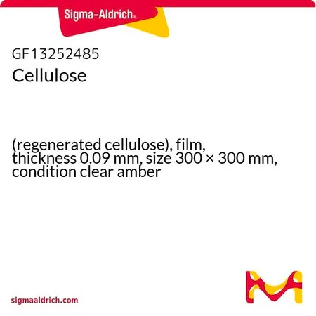 Sigma-Aldrich 纤维素，（再生纤维素），薄膜，厚度0.09 mm，尺寸300 × 300 mm，透明琥珀色