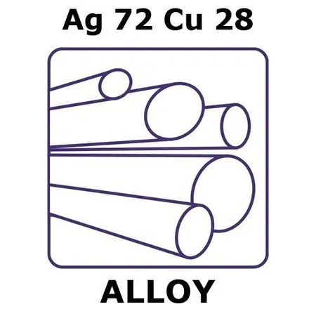 Sigma-Aldrich Silver-copper alloy, Ag72Cu28，50 mm棒，直径12.5 mm，如图纸所示