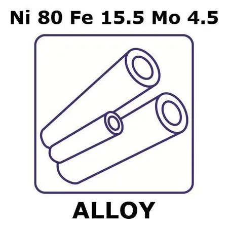 Sigma-Aldrich Nickel-iron-molybdenum alloy, Ni80Fe15.5Mo4.5，200 mm管，外径15 mm，壁厚0.4 mm，内径14.2 mm，如图所示