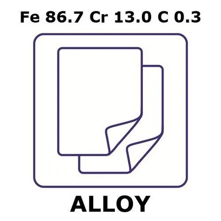 Sigma-Aldrich Stainless Steel - AISI 420 alloy, Fe86.7Cr13.0C0.3，箔，100 x 100 mm，0.075 mm厚，退火，不透光（lt）
