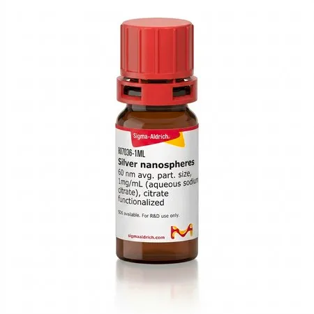 Sigma-Aldrich Silver nanospheres，60 nm平均部件尺寸，1 mg/mL（柠檬酸钠水溶液），柠檬酸盐官能化