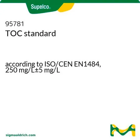默克Supelco TOC 标准品,根据ISO/CEN EN 1484,250 mg/L±5 mg/L(邻苯二甲酸一钾),用100 ppm硫酸锌稳定