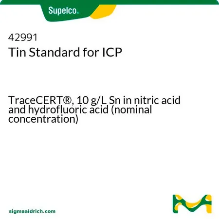 默克Supelco 锡ICP标准液,TraceCERT®,10 g/L锡的硝酸和氢氟酸溶液(标称浓度)