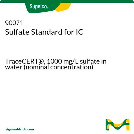 默克Supelco 硫酸根标准液,用于离子色谱分析,TraceCERT®,1000 mg/L硫酸盐水溶液(标称浓度)