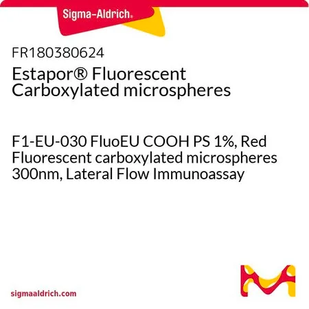Sigma-Aldrich Estapor® Fluorescent Carboxylated microspheres，F1-EU-030 FluoEU COOH PS 1%，红色荧光羧基化微球300 nm，侧流免疫分析-如需订购，请点击“请求更多信息”