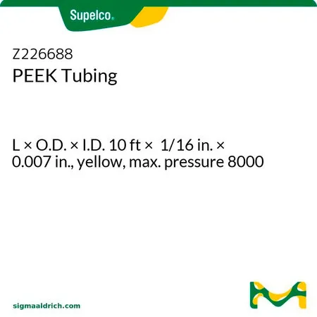 默克Supelco PEEK 管,长×外径×内径10英尺× 1/16英寸× 0.007英寸,黄色,最大压力8000