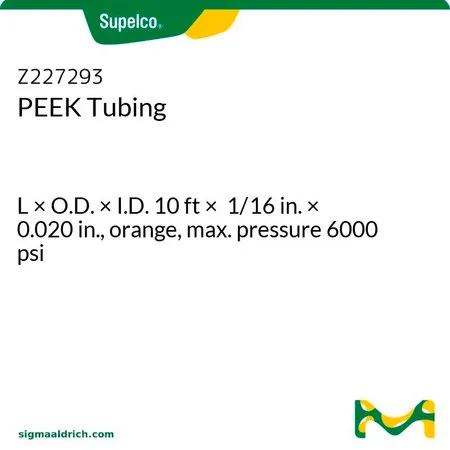 默克Supelco PEEK 管，长×外径×内径10英尺× 1/16英寸× 0.020英寸，橙子，最大压力6000 psi