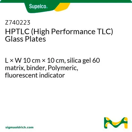 默克Supelco HPTLC (High Performance TLC) Glass Plates，长×宽10 cm × 10 cm，硅胶60基质，粘合剂，聚合物，荧光指示剂