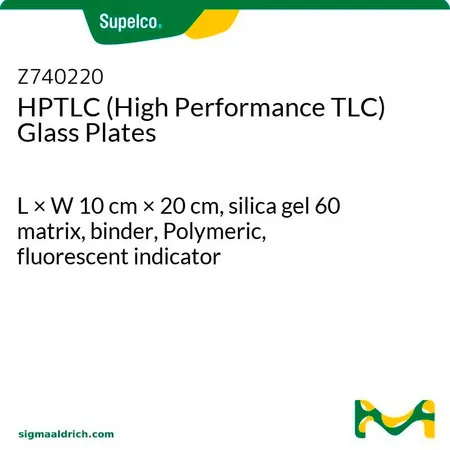 默克Supelco HPTLC (High Performance TLC) Glass Plates，长×宽10 cm × 20 cm，硅胶60基质，粘合剂，聚合物，荧光指示剂