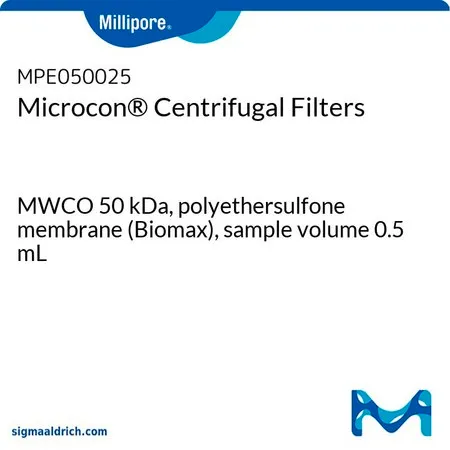 默克密理博 Microcon® 离心过滤器，MWCO 50 kDa，聚醚砜膜（Biomax），样品体积0.5 mL
