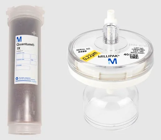 默克密理博Milli-Q 试剂盒：Quantum® IX纯化柱& Millipak®，Millipak® 40 Express过滤器提供无颗粒和无菌的水。适用于Milli-Q® Biocel/Synthesis/Integral/Gradient和Milli-Q® Element系统。