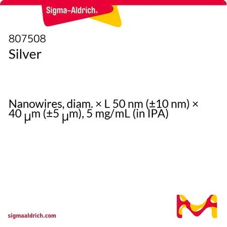 Sigma-Aldrich 银，纳米线，直径× L 50 nm（±10 nm）× 40 μm（±5 μm），5 mg/mL（溶于IPA）