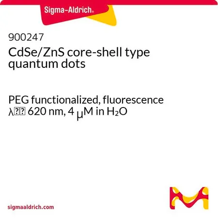 Sigma-Aldrich CdSe/ZnS 核壳型量子点,PEG官能化,荧光λ em 620 nm,4 μ M水溶液