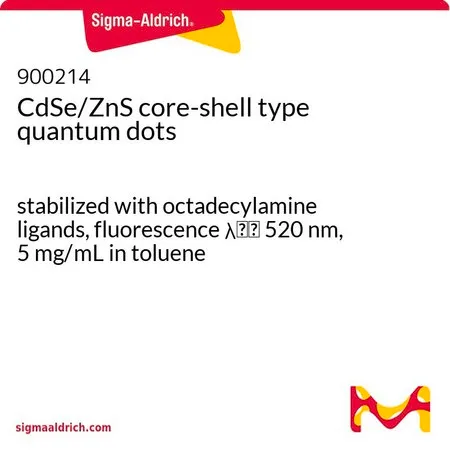 Sigma-Aldrich CdSe/ZnS 核壳型量子点，用十八胺配体稳定，荧光λem 520 nm，5 mg/mL甲苯溶液