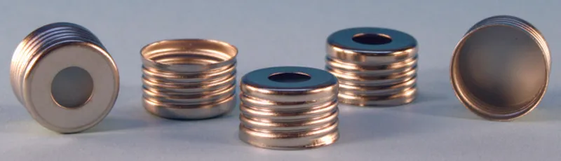 默克Supelco 顶空样品瓶的磁性螺旋盖，18 mm螺纹，1.5mm隔垫，100个装，PTFE/硅胶隔膜（白色PTFE/蓝色硅胶），隔膜厚度1.5 mm，100件装