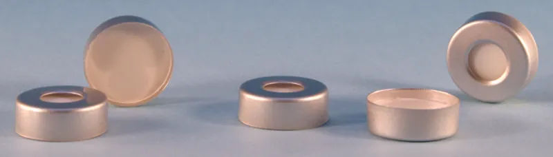 默克Supelco 带 PTFE/硅胶隔垫的钳口密封盖，银铝密封，密封直径11 mm，白色PTFE/硅胶隔膜
