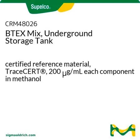 默克Supelco BTEX 溶液,经认证的参比物质,TraceCERT®,甲醇中每种组分200 μg/mL