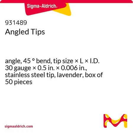 Sigma-Aldrich Angled Tips,角度,45 °弯曲,头端尺寸×长×内径30 gauge × 0.5 in. × 0.006 in.,不锈钢头端,淡紫色,50件装盒