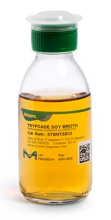 默克密理博 大豆酪蛋白消化肉汤，瓶容量125 mL，瓶灌装量100 mL，密封类型，带隔膜的绿色螺旋盖，12瓶包装