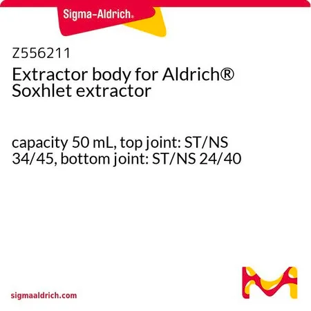 Sigma-Aldrich Extractor body for Aldrich® Soxhlet extractor，容量50 mL，顶部接头：ST/NS 34/45，底部接头：ST/NS 24/40