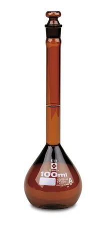 Sigma-Aldrich Volumetric Flask with Taper Glass Stopper，A级，琥珀色，硼硅酸盐玻璃，容量100 mL