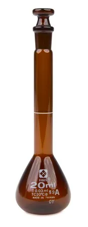 Sigma-Aldrich Volumetric Flask with Taper Glass Stopper,A级,琥珀色,硼硅酸盐玻璃,容量20 mL