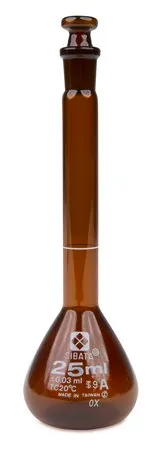 Sigma-Aldrich Volumetric Flask with Taper Glass Stopper，A级，琥珀色，硼硅酸盐玻璃，容量25 mL