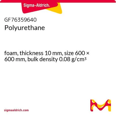 Sigma-Aldrich 聚氨酯，泡沫，厚度10 mm，尺寸600 × 600 mm，体积密度0.08 g/cm³
