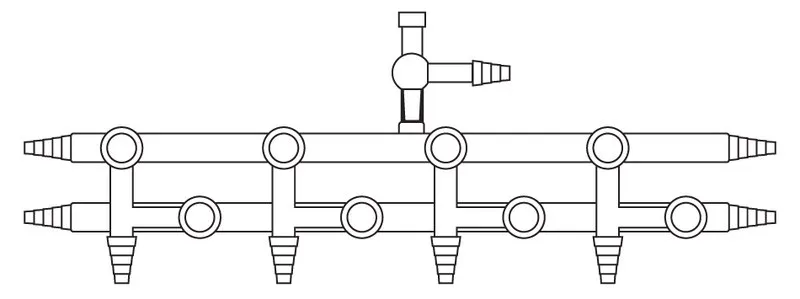 Sigma-Aldrich Aldrich® dual bank manifold with high-vacuum PTFE valves，带真空计端口的歧管，位置，4
