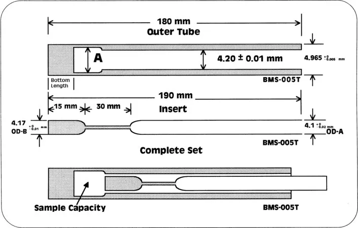 Sigma-Aldrich Shigemi Advanced NMR microtube assembly，与CDCl 3匹配，Shigemi CMS-005 TV，底部L 15 mm