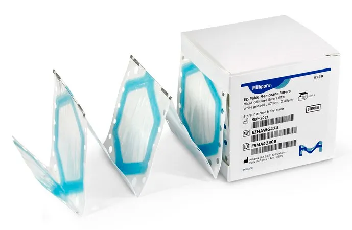 默克密理博 EZ-Pak®滤膜，混合纤维素酯（MCE），孔径0.45 μm，过滤器直径50 mm，黑色过滤器，网格过滤器，一般微生物分析