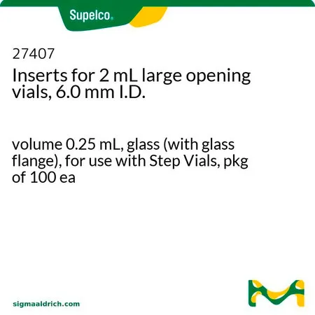 默克Supelco 2mL 广口样品瓶的内衬管，6.0mm 内径，体积0.25 mL，玻璃（带玻璃凸缘），用于分步小瓶，100个包装