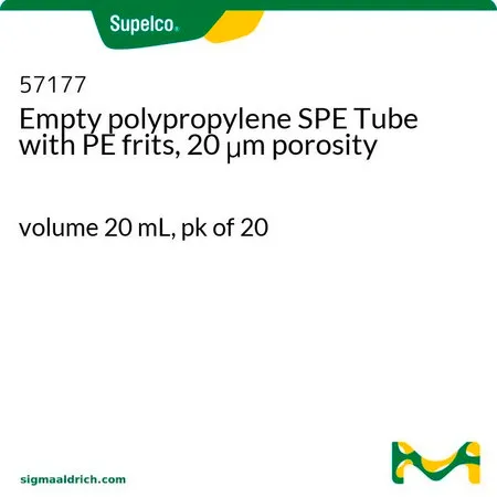 默克Supelco 带 PE 筛板的聚丙烯固相萃取空管，20μm 孔隙度，体积20 mL，pk = 20
