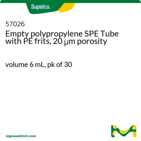 默克Supelco 带 PE 筛板的聚丙烯固相萃取空管，20μm 孔隙度，体积6 mL，pk = 30