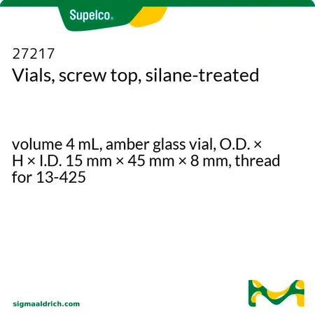 默克Supelco 经硅烷化处理螺纹口样品瓶，体积4 mL，琥珀色玻璃小瓶，O.D. × H × I.D. 15 mm × 45 mm × 8 mm，螺纹13-425