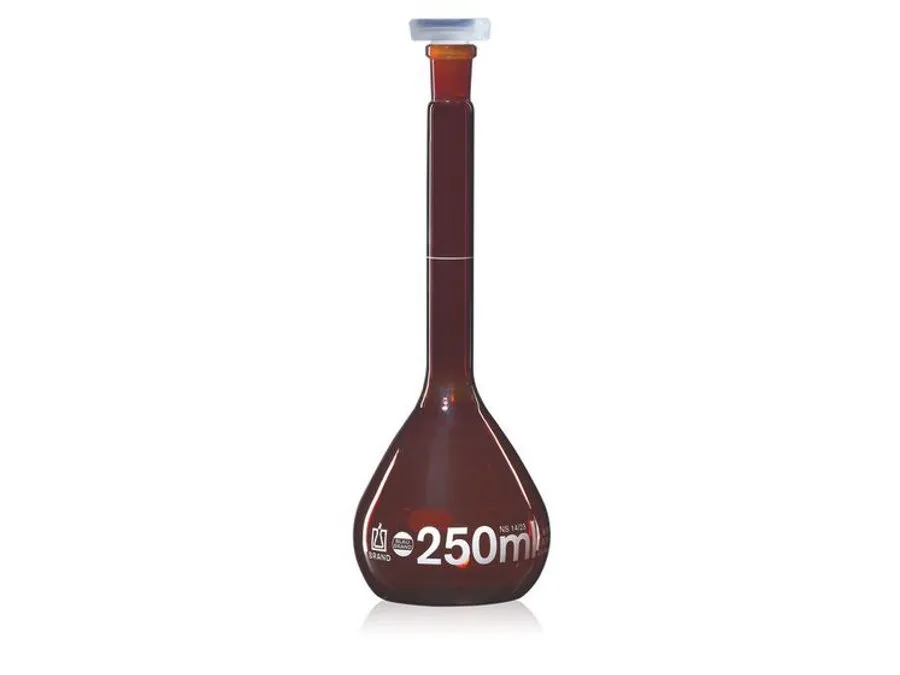 普兰德 容量瓶, BLAUBRAND ® , A级, DE-M, Boro 3.3, 带PP塞, 棕色, ISO批次证书